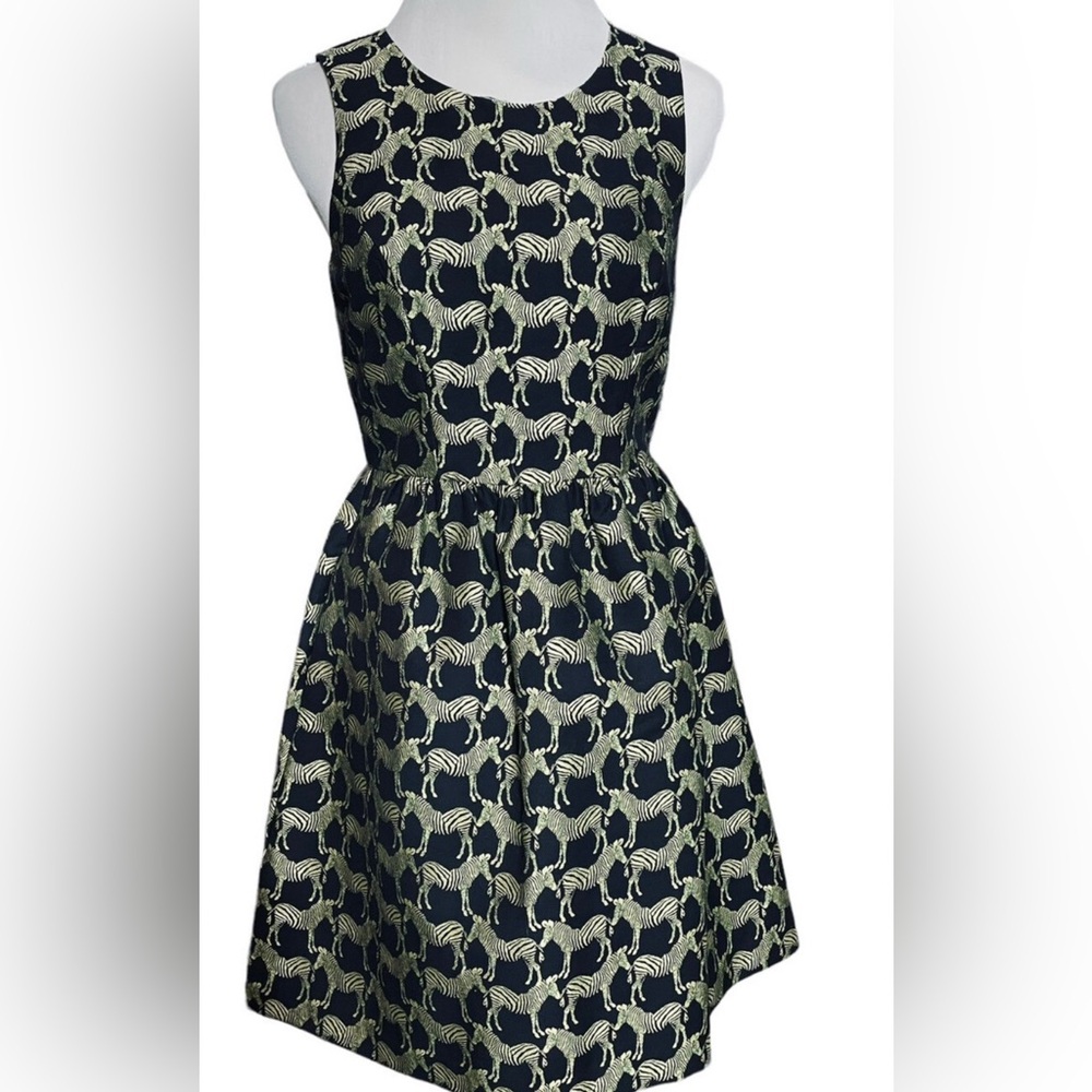 Crown & Ivy Black and Gold Zebra Print Women’s Dress
